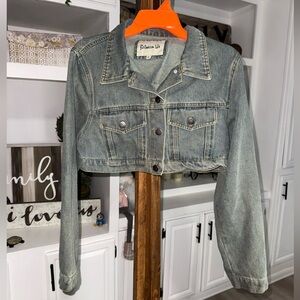 Women's Gray Cropped Denim Jacket